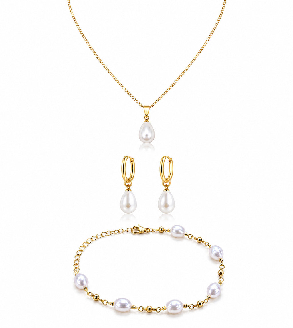 Damen Halskette mit tropfenförmigem Perlenanhänger und feiner Gliederkette Shop Nory