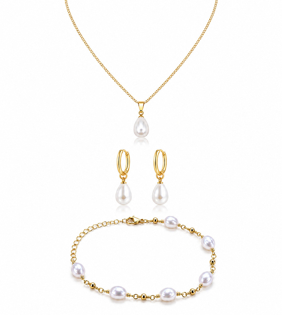 Damen Halskette mit tropfenförmigem Perlenanhänger und feiner Gliederkette Shop Nory