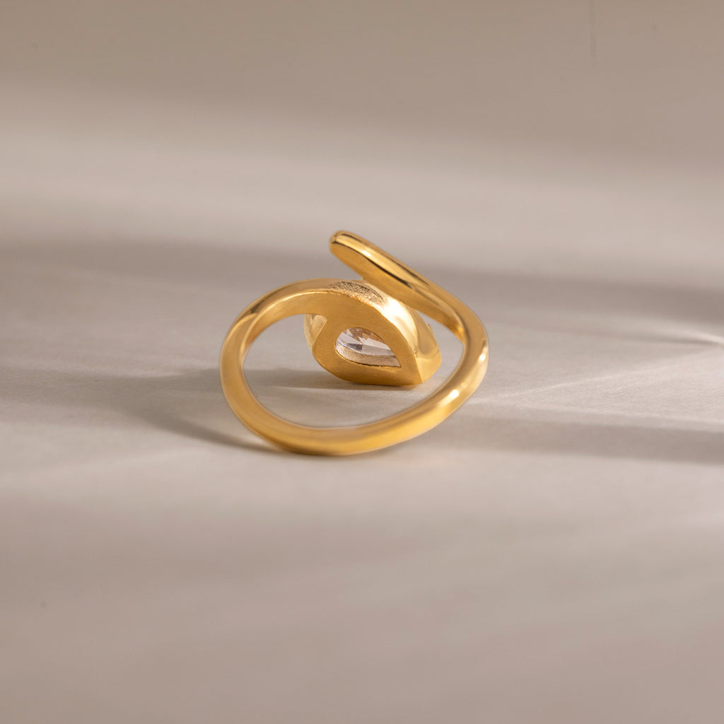 Damen Offener Ring mit funkelndem Tropfenstein und modernem Design Shop Nory