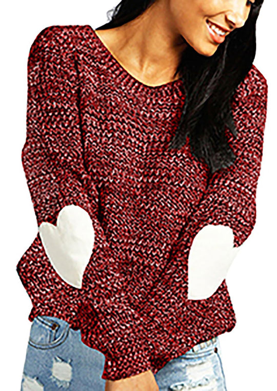 Damen Modischer Strickpullover mit Herz-Details