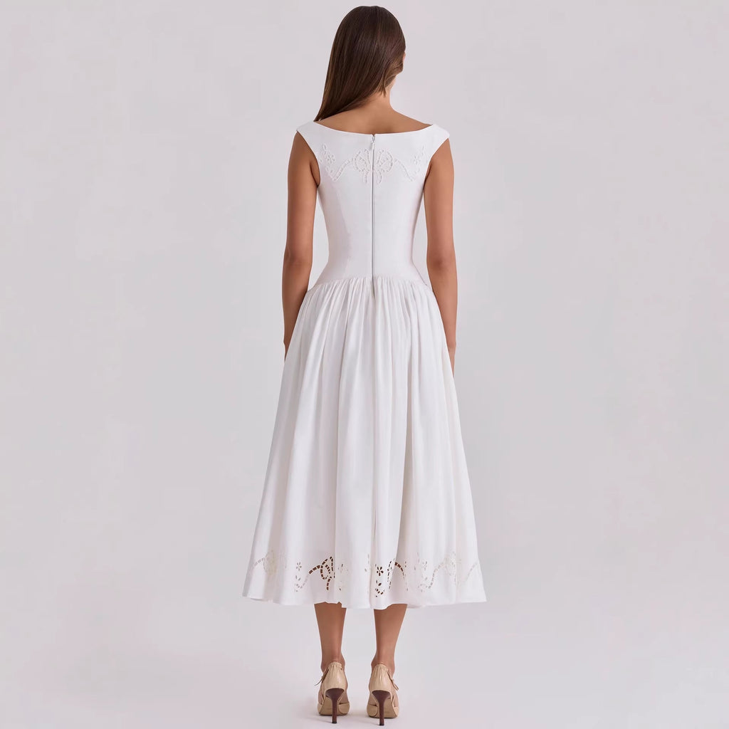 Damen Elegantes Midi-Kleid mit incisierten Details Shopnory