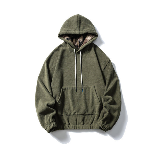 Unisex Oversize-Fleece-Hoodie mit Teddyfutter, Kängurutasche und elastischem Saum Shop Nory