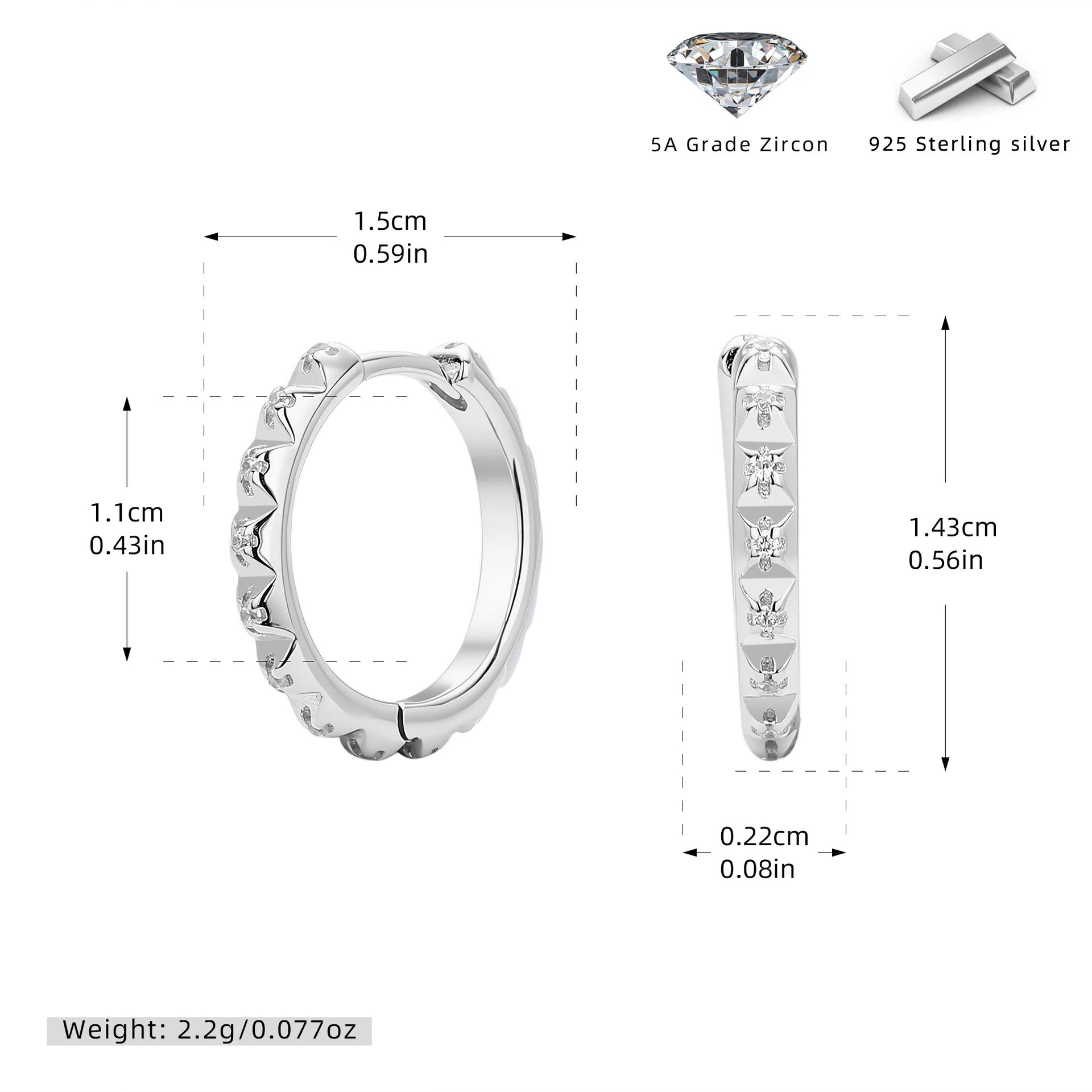 Damen Ohrhänger mit eleganten Zirkon-Details aus hochwertigem 925 Sterlingsilber Shop Nory