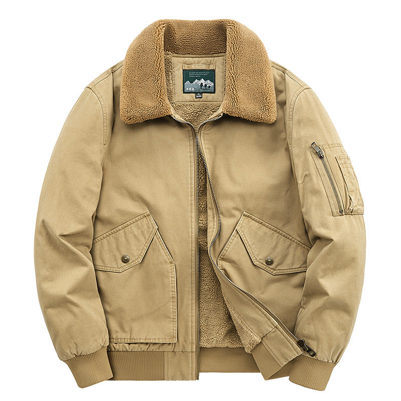 Herren Canvas-Fliegerblouson mit wärmender Teddyfleece-Innenlage und Sherpa-Kragen Shop Nory