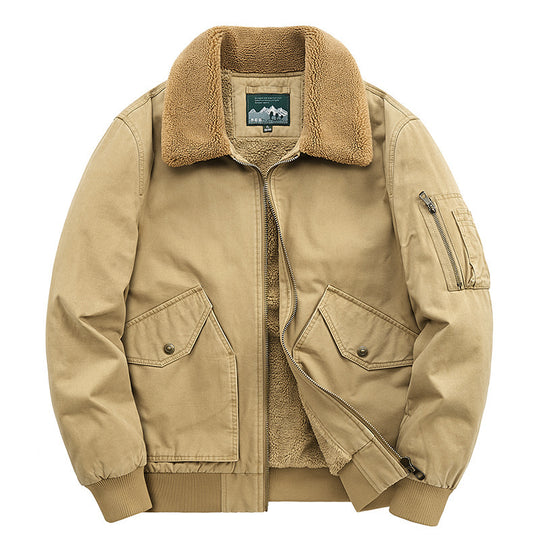 Herren Canvas-Fliegerblouson mit wärmender Teddyfleece-Innenlage und Sherpa-Kragen Shop Nory