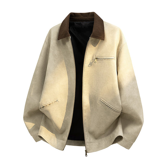 Herren Lässige Kunstlederjacke mit Stehkragen und praktischen Taschen Shop Nory