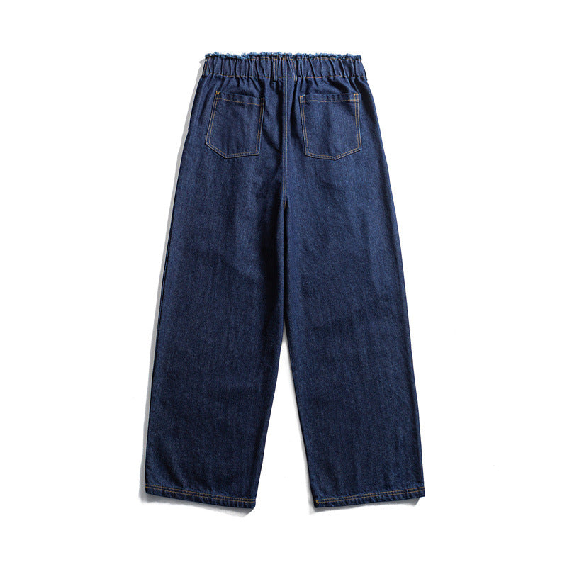 Herren Weite Denim-Hose mit elastischem Tunnelzugbund und Bundfalten Shop Nory