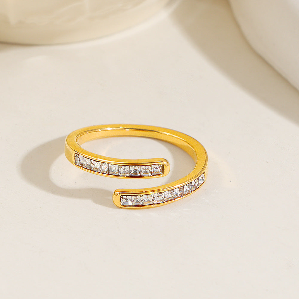 Damen Offene Kristall-Akzent Ringe Shop Nory