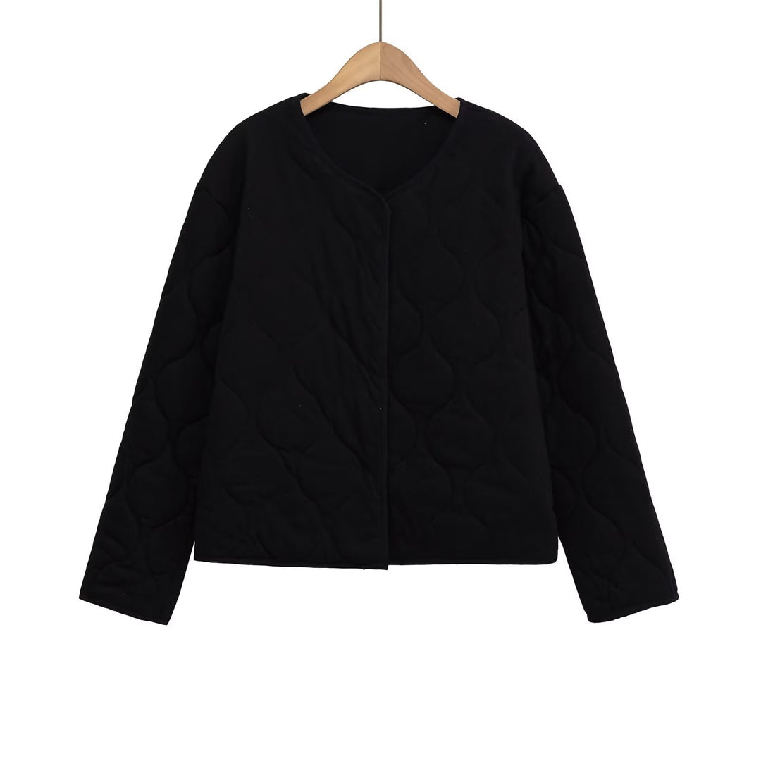 Damen Steppjacke ohne Kragen mit kastiger Silhouette und tonaler Wellensteppung Shop Nory