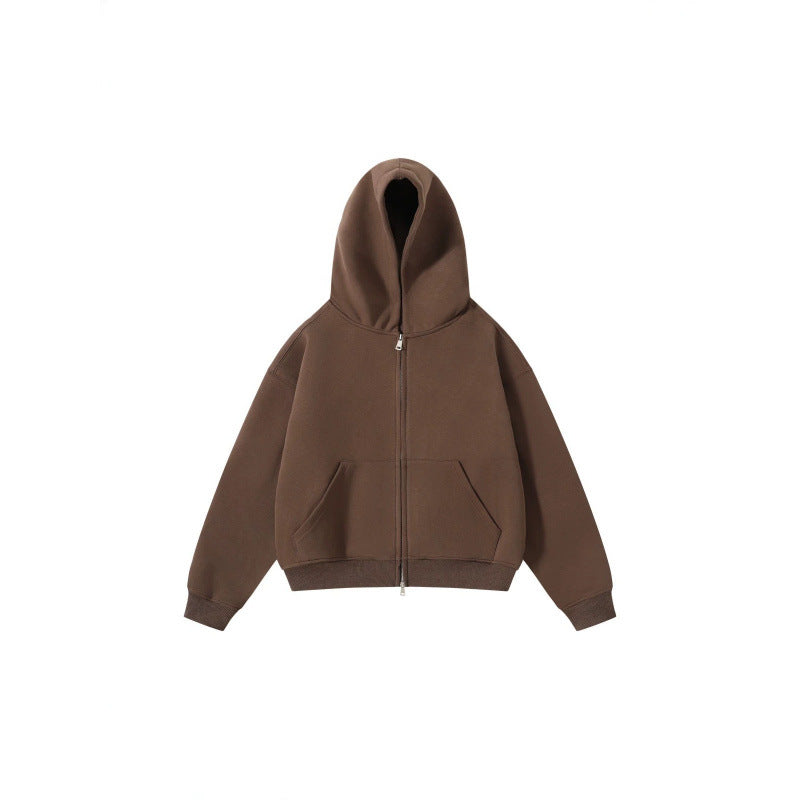 Unisex Oversize Kapuzenjacke mit durchgehendem Reißverschluss und Kängurutaschen aus Baumwoll-Fleece Shop Nory