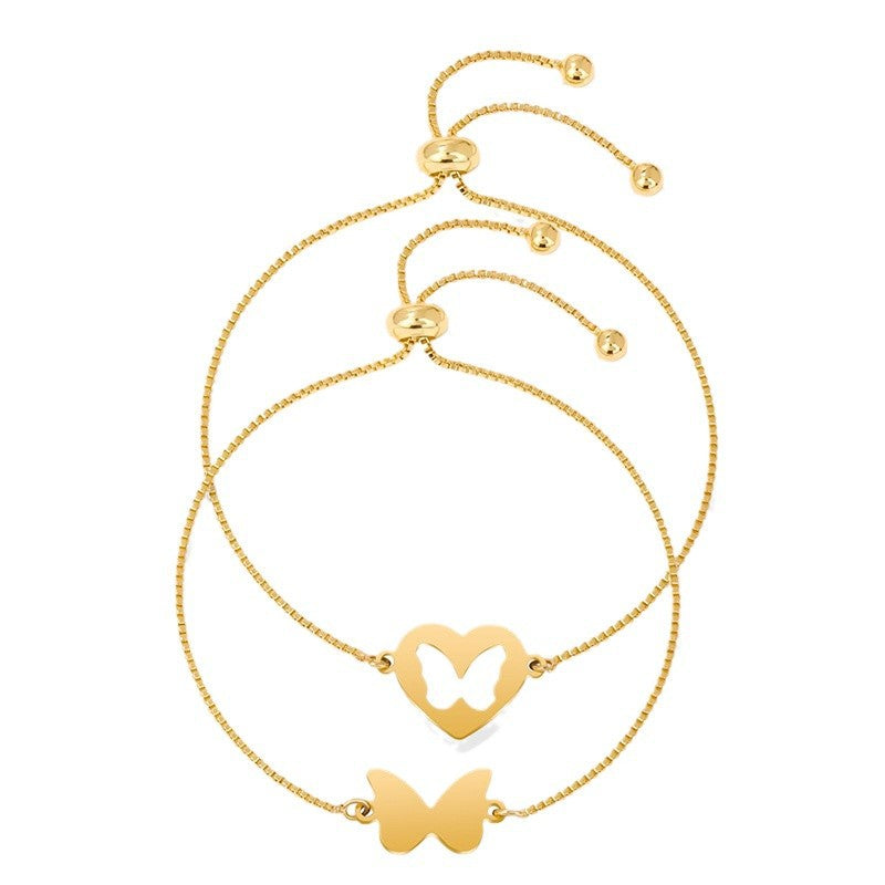 Damen Armband mit filigranem Schmetterlings- und Herzdesign Shop Nory