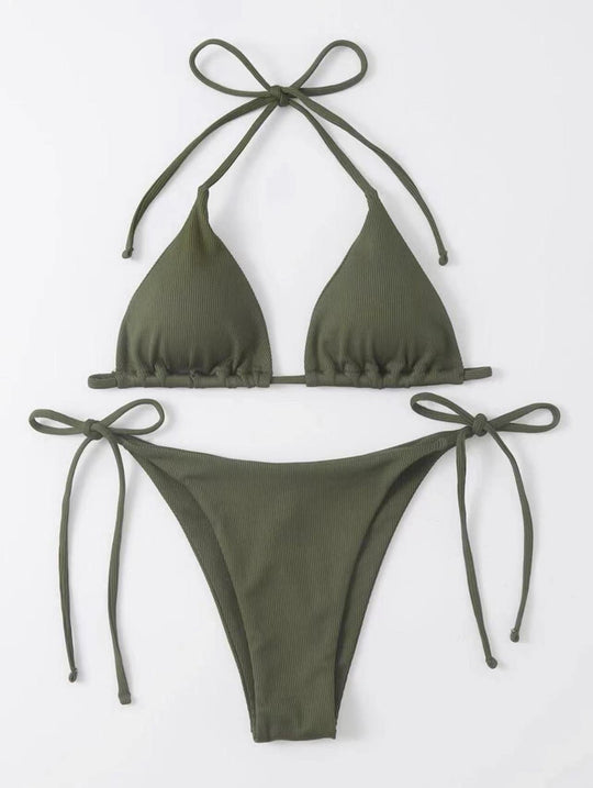 Damen Triangel-Bikini mit seitlichem Knoten und verstellbaren Trägern
