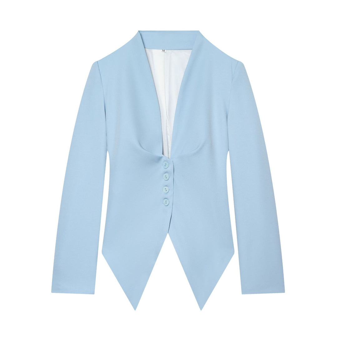 Damen taillierter Blazer mit spitzem Schößchen und tiefem V-Ausschnitt Shop Nory