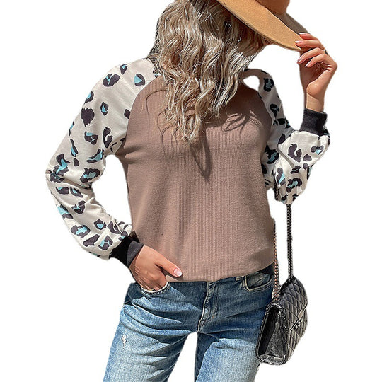 Damen Lockeres Sweatshirt mit Ballonärmeln, Raglan-Printeinsätzen und Strukturjersey Shop Nory
