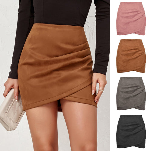 Damen High-Waist Wickelrock aus samtigem Mikrofaser