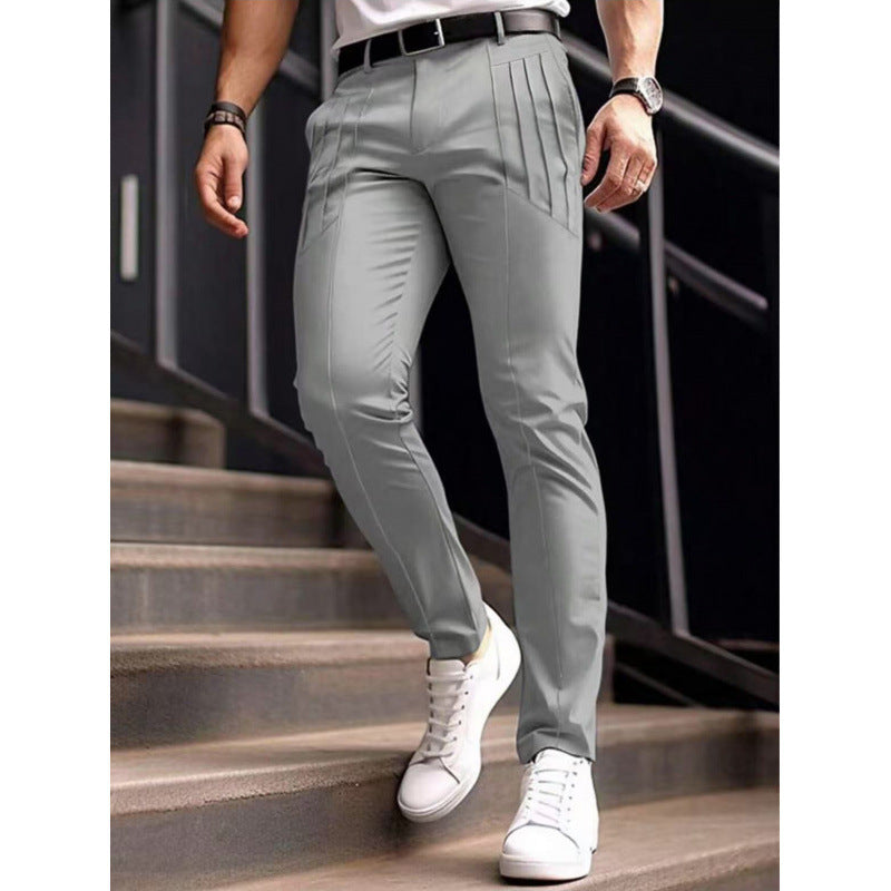 Herren stylische Slim-Fit Anzughose mit plissiertem Design
