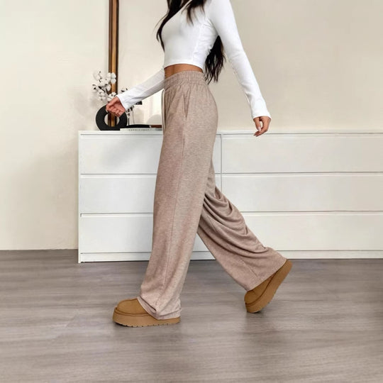 Damen nan weite High-Waist Loungehose mit elastischem Bund und Kordelzug Shop Nory