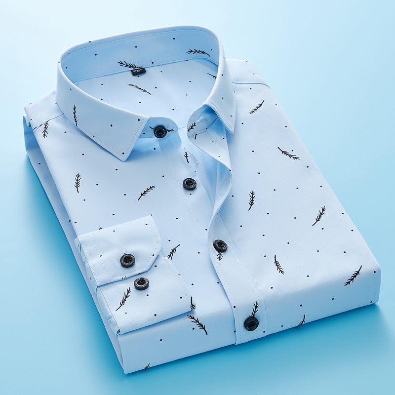 Herren Slim-Fit Business-Hemd mit feinem botanischem Print und Kentkragen Shop Nory