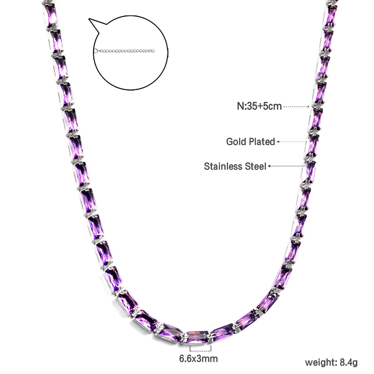 Damen elegante Halskette aus beschichtetem Edelstahl mit leuchtenden blauen Kristallen Shop Nory