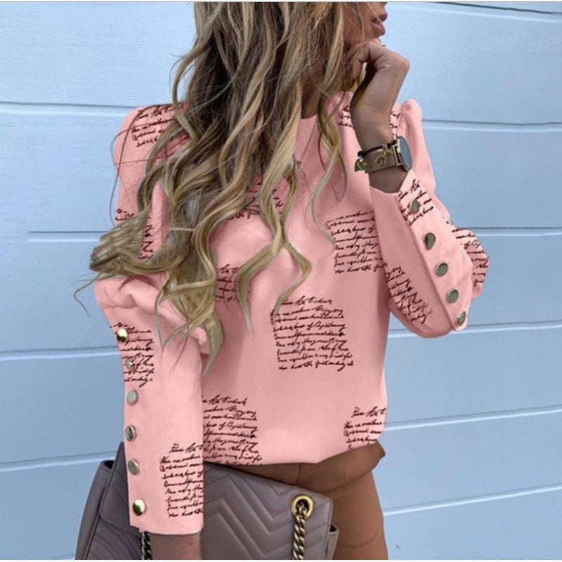 Damen Leichte Bluse mit Leopardenprint, Ballonärmeln und Zierknopfleiste Shop Nory