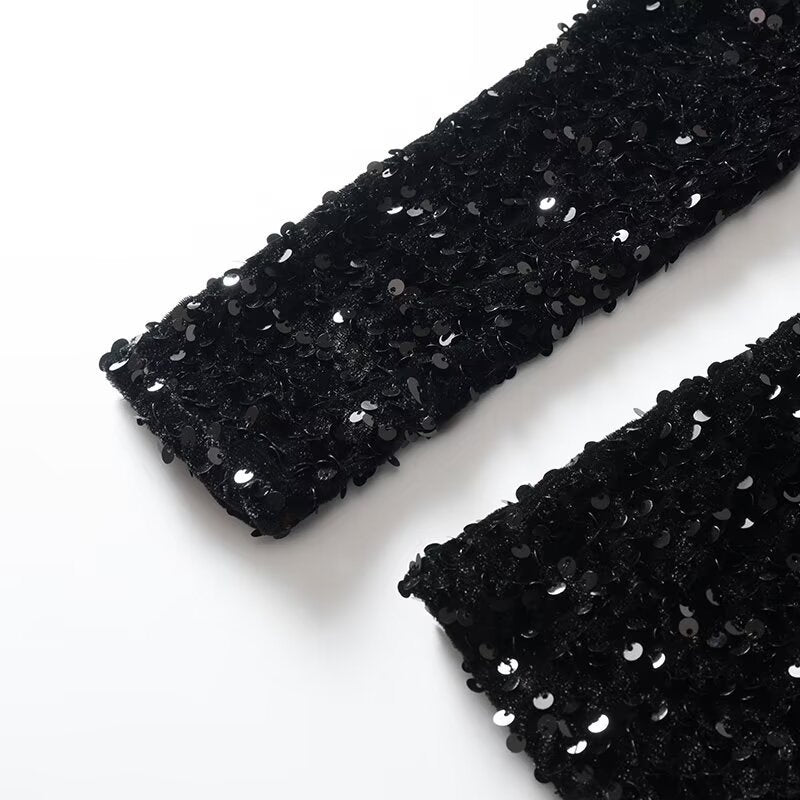 Damen Paillettenbesetztes Samt‑Minikleid mit schmeichelnder Korsage und ausgestelltem Rock Shop Nory
