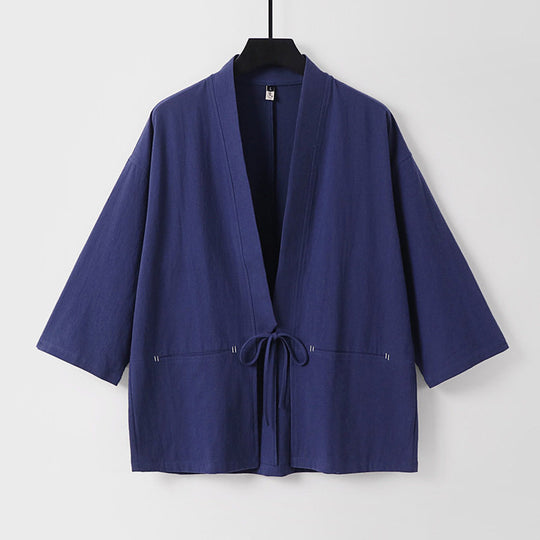 Damen Lockerer Kimono-Cardigan aus Baumwollmix mit Tunnelzug und Hüfttaschen Shop Nory