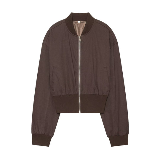 Damen Cropped Bomberjacke mit breitem Rippbündchen und durchgehendem Reißverschluss Shop Nory