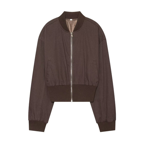 Damen Cropped Bomberjacke mit breitem Rippbündchen und durchgehendem Reißverschluss Shop Nory