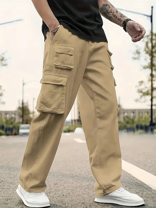 Herren Multifunktionale Cargo-Hose mit mehreren Klapptaschen und geradem Bein Shop Nory
