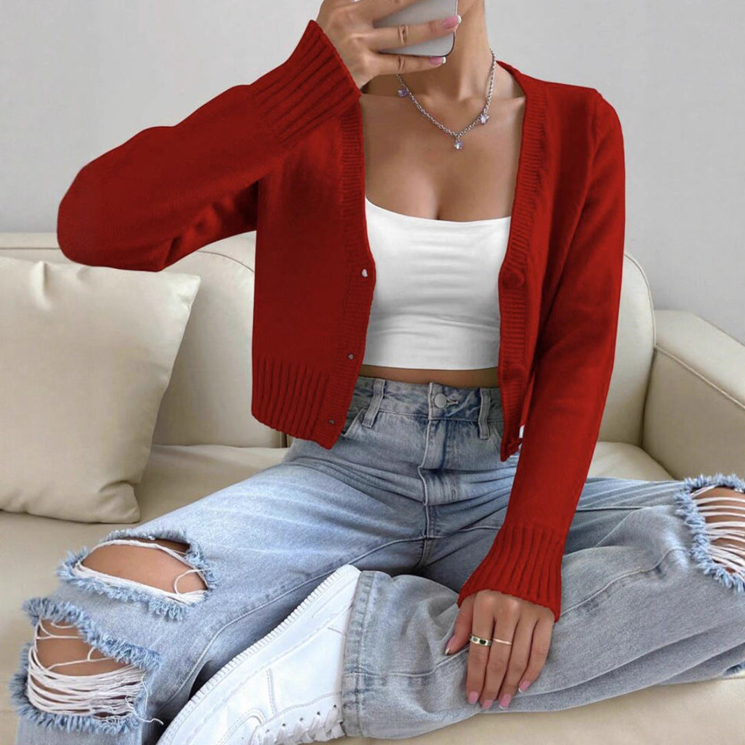 Damen Kurzstrickjacke mit feinem Rippstrickdesign