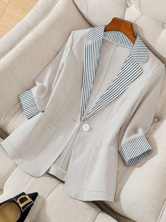 Damen elegante Leinenblazerjacke mit lässigem Schnitt