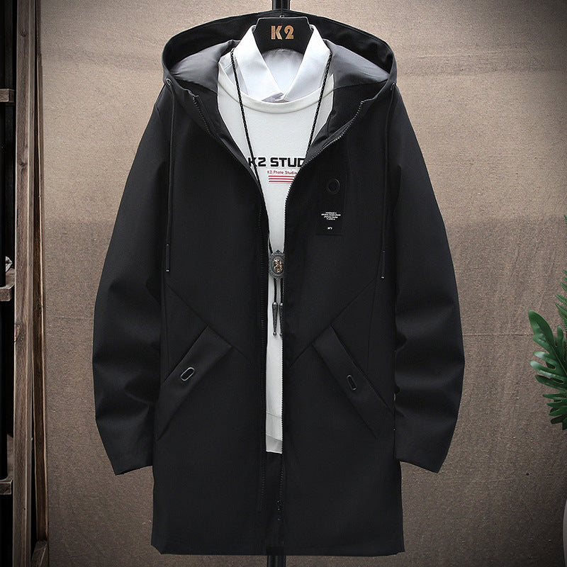 Herren urbaner Midlength Tech-Parka mit Kapuze, verdecktem Reißverschluss und winddichter Beschichtung Shop Nory