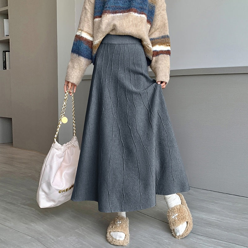 Damen Eleganter Fließender Midirock mit Falten Shop Nory