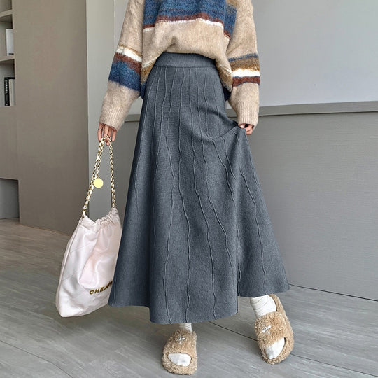 Damen Eleganter Fließender Midirock mit Falten Shop Nory