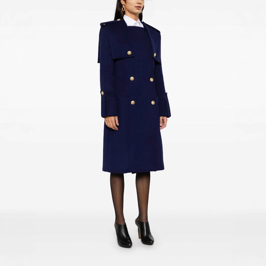Damen Doppelreihiger Mantel mit Cape‑Einsatz, Epauletten und Zierriegeln Shop Nory