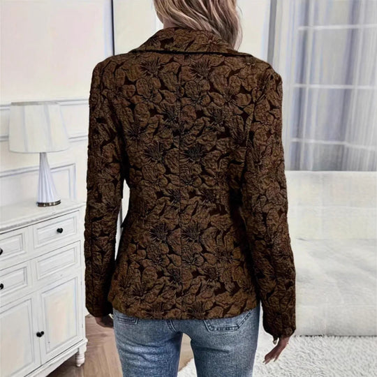 Damen Taillierter Jacquard-Blazer mit floralem Reliefmuster Shop Nory