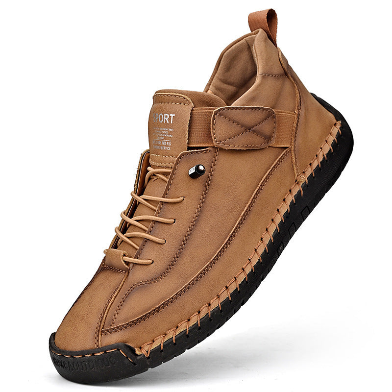 Herren Ledernachahmender Freizeit‑Sneaker mit Klettriemen, Mokassinnaht & profilierter Gummisohle Shop Nory