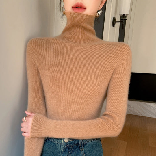 Damen Schlanker Feinstrickpullover mit hohem Rollkragen und feiner Rippstruktur Shop Nory
