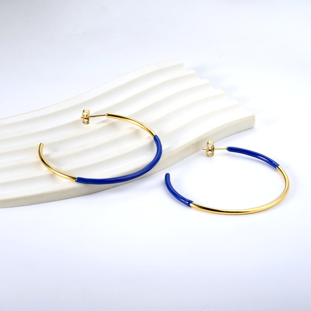 Damen Creolen mit goldplattierter und blaue Verschönerung Shop Nory