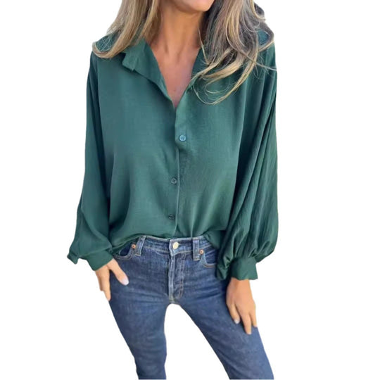 Damen Locker geschnittene Viskose-Hemdbluse mit Oversize-Schnitt und Ballonärmeln Shop Nory