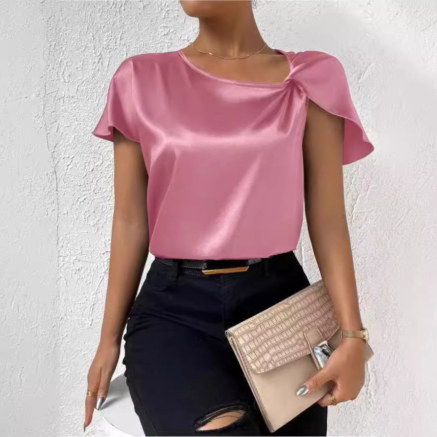 Damen Elegantes Top mit asymmetrischem Schnitt und feinem Glanz