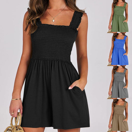 Damen Sommerliches Jumpsuit mit Rüschendetails und praktischen Taschen