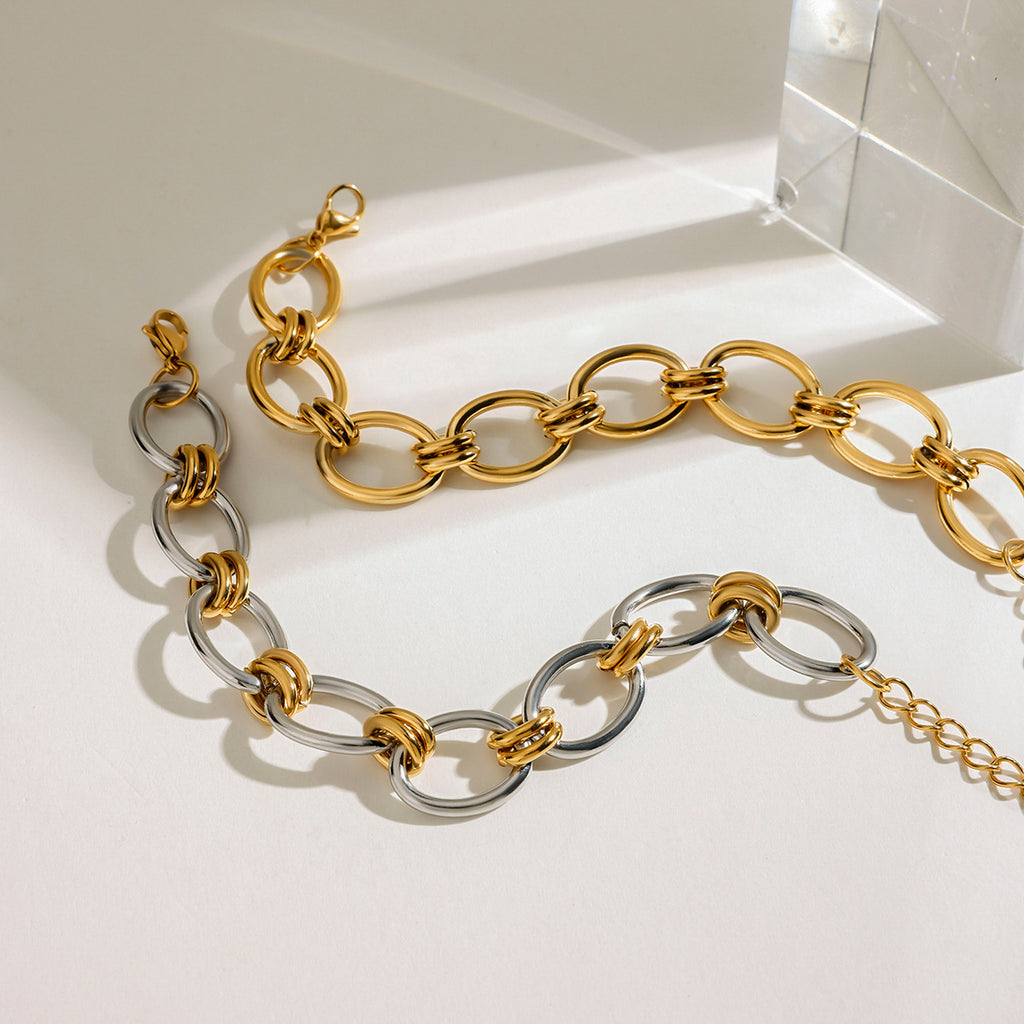 Damen Armband mit modernem Kettenmuster und verstellbarem Verschluss Shop Nory