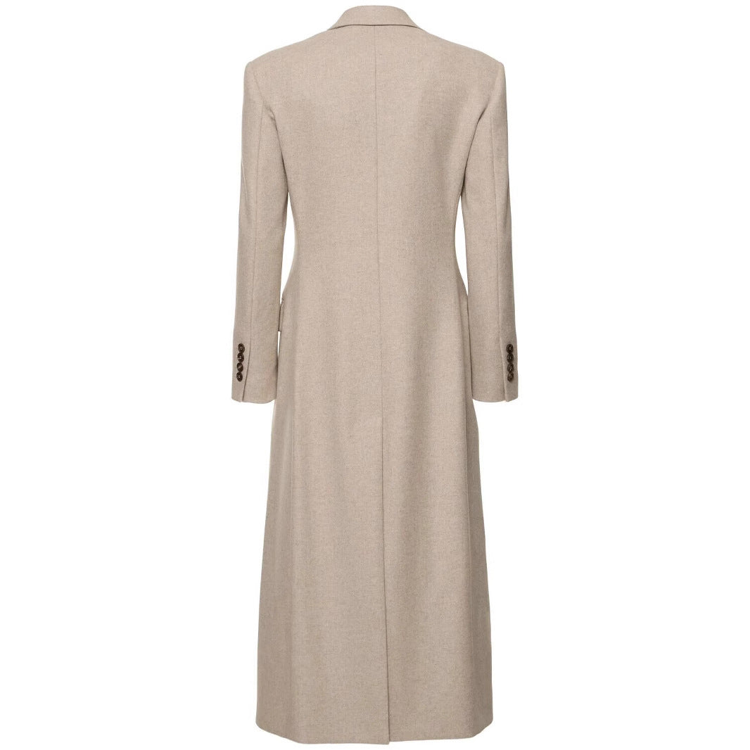 Damen Taillierter Longline Wollmixmantel mit schlanker Silhouette und Einreihiger Knopfleiste Shop Nory