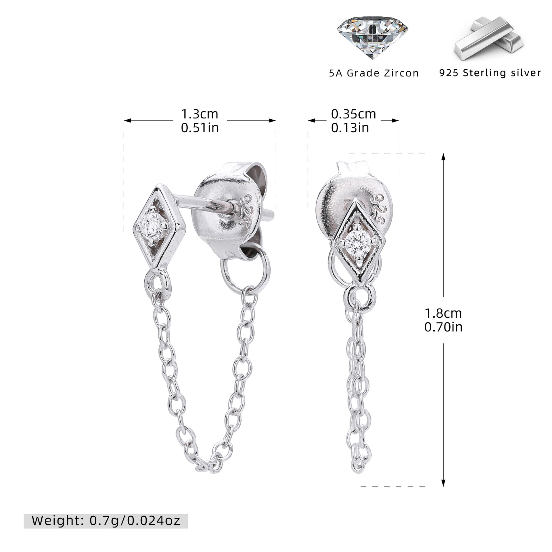 Damen Ohrstecker mit Kettenanhänger Shop Nory