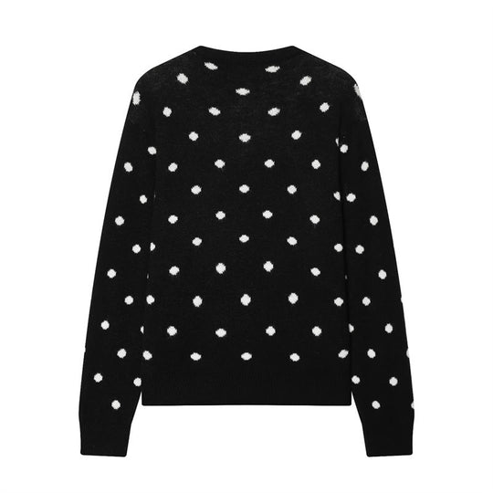 Damen Gepunkteter Strickcardigan mit Rundhals und Knopfleiste Shop Nory