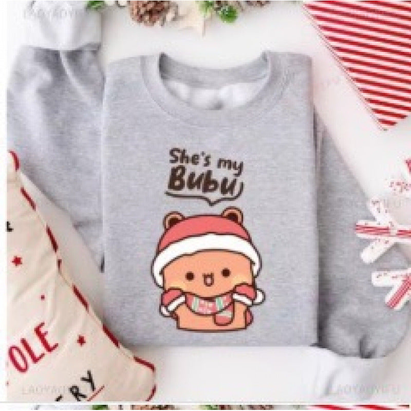 Unisex kuscheliges Baumwoll-Sweatshirt mit niedlichem Bären-Print und Rundhalsausschnitt Shop Nory
