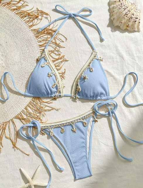 Damen Triangel-Bikini mit raffinierten Schmuckdetails