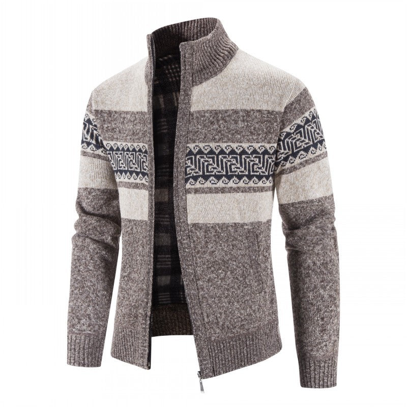 Herren Strickjacke mit hohem Kragen und attraktiven Mustern Shopnory