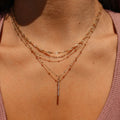 Damen mehrlagige Kette mit funkelndem Anhänger und filigranen Details Shop Nory